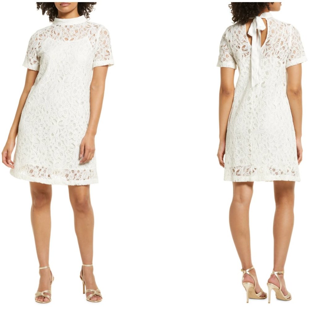 Halogen Ivory Lace Dress S